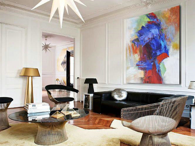 Large Abstract Painting,Oversized Square Abstract Art,Giant Canvas Wall Art,Blue,Red,Orange.etc